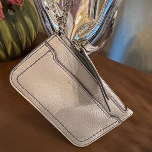 Marc Jacobs Lite Grey Leather Card/Coin Holder Keychain